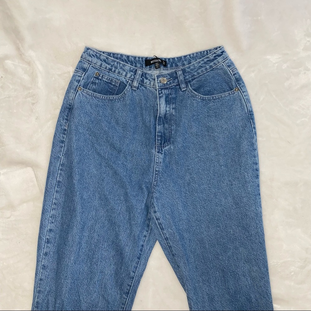 HIGH WAISTED CUFFED DENIM MOM JEANS - Picture 1 of 8